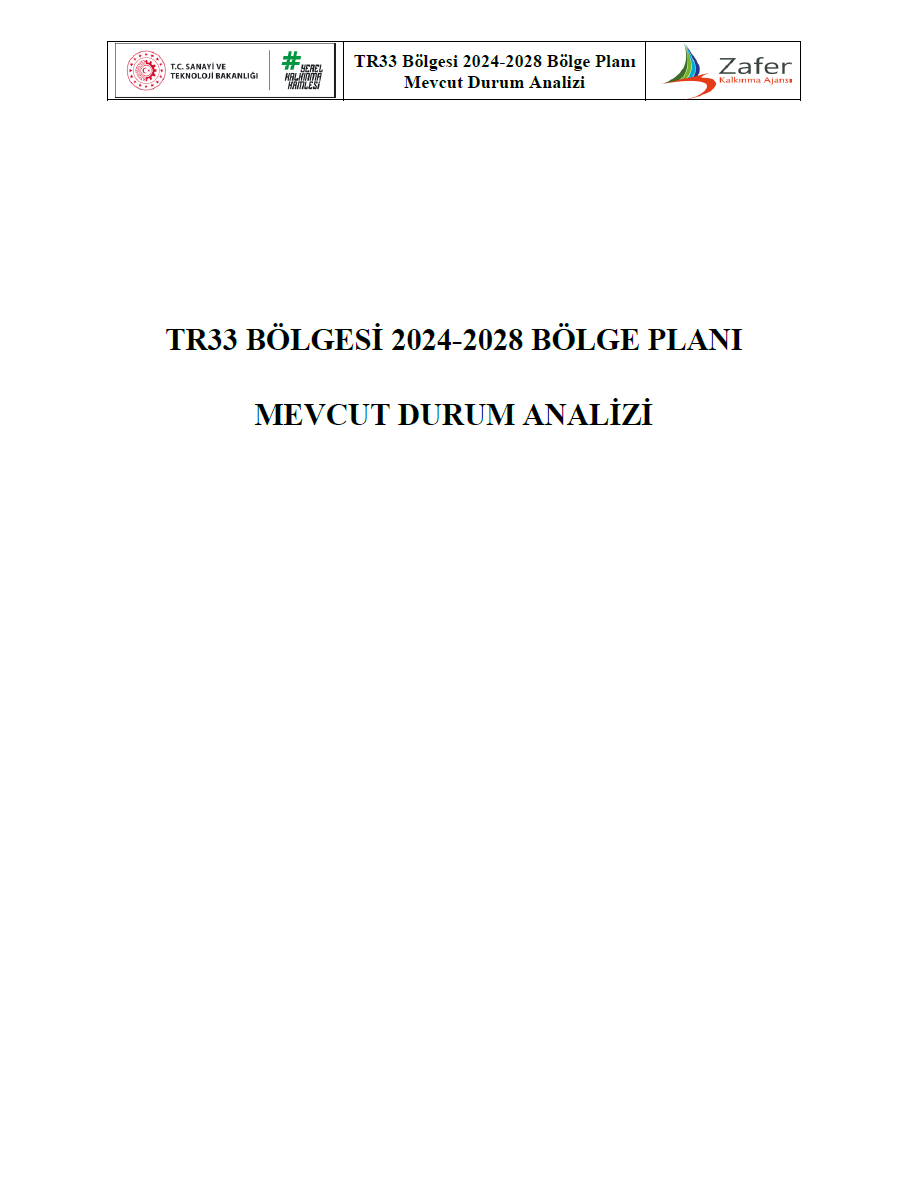 TR33 Bölgesi 2024-2028 Bölge Planı Mevcut Durum Analizi